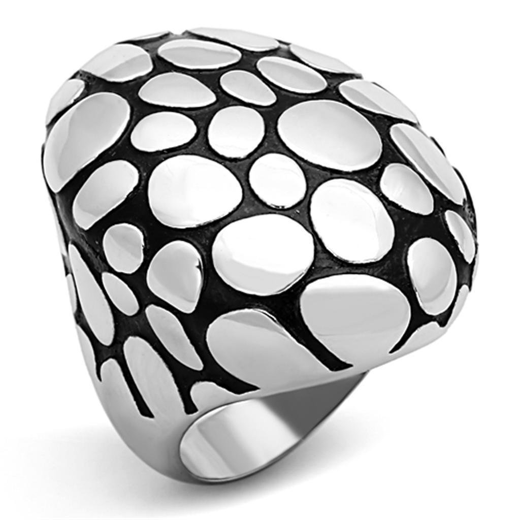 TK1208 - High polished (no plating) Stainless Steel Ring with Epoxy in Jet