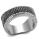 TK1216 - High polished (no plating) Stainless Steel Ring with Top Grade Crystal in Clear