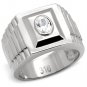 TK122 - High polished (no plating) Stainless Steel Ring with AAA Grade CZ in Clear