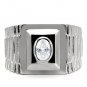 TK122 - High polished (no plating) Stainless Steel Ring with AAA Grade CZ in Clear