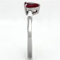TK1221 - High polished (no plating) Stainless Steel Ring with AAA Grade CZ in Ruby