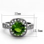 TK1227 - High polished (no plating) Stainless Steel Ring with Synthetic Synthetic Glass in Peridot