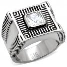 TK123 - High polished (no plating) Stainless Steel Ring with AAA Grade CZ in Clear