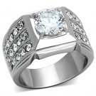 TK1233 - High polished (no plating) Stainless Steel Ring with AAA Grade CZ in Clear