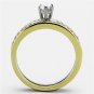 TK1282 - Two-Tone IP Gold (Ion Plating) Stainless Steel Ring with AAA Grade CZ in Clear