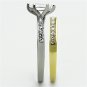 TK1282 - Two-Tone IP Gold (Ion Plating) Stainless Steel Ring with AAA Grade CZ in Clear