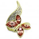 TK1288 - IP Gold(Ion Plating) Stainless Steel Ring with Top Grade Crystal in Light Peach