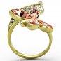 TK1288 - IP Gold(Ion Plating) Stainless Steel Ring with Top Grade Crystal in Light Peach