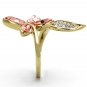 TK1288 - IP Gold(Ion Plating) Stainless Steel Ring with Top Grade Crystal in Light Peach