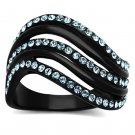 TK1297 - IP Black(Ion Plating) Stainless Steel Ring with Top Grade Crystal in Sea Blue