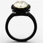 TK1298 - IP Black(Ion Plating) Stainless Steel Ring with Top Grade Crystal in Light Smoked