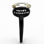 TK1298 - IP Black(Ion Plating) Stainless Steel Ring with Top Grade Crystal in Light Smoked