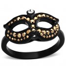 TK1299 - IP Black(Ion Plating) Stainless Steel Ring with Top Grade Crystal in Metallic Light Gold