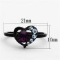 TK1300 - IP Black(Ion Plating) Stainless Steel Ring with Top Grade Crystal in Amethyst