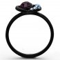 TK1300 - IP Black(Ion Plating) Stainless Steel Ring with Top Grade Crystal in Amethyst