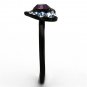 TK1300 - IP Black(Ion Plating) Stainless Steel Ring with Top Grade Crystal in Amethyst