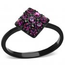 TK1301 - IP Black(Ion Plating) Stainless Steel Ring with Top Grade Crystal in Amethyst