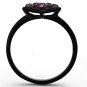 TK1301 - IP Black(Ion Plating) Stainless Steel Ring with Top Grade Crystal in Amethyst