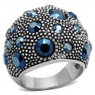 TK1310 - High polished (no plating) Stainless Steel Ring with Top Grade Crystal in Montana