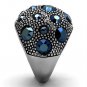 TK1310 - High polished (no plating) Stainless Steel Ring with Top Grade Crystal in Montana