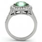 TK1317 - High polished (no plating) Stainless Steel Ring with Top Grade Crystal in Emerald