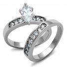 TK1319 - High polished (no plating) Stainless Steel Ring with AAA Grade CZ in Clear