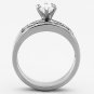 TK1319 - High polished (no plating) Stainless Steel Ring with AAA Grade CZ in Clear