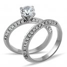 TK1320 - High polished (no plating) Stainless Steel Ring with AAA Grade CZ in Clear