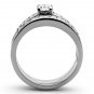 TK1321 - High polished (no plating) Stainless Steel Ring with AAA Grade CZ in Clear