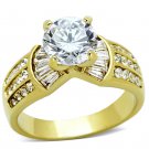 TK1323 - IP Gold(Ion Plating) Stainless Steel Ring with AAA Grade CZ in Clear