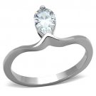 TK1336 - High polished (no plating) Stainless Steel Ring with AAA Grade CZ in Clear