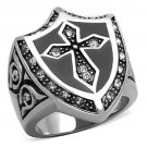 TK1349 - High polished (no plating) Stainless Steel Ring with Top Grade Crystal in Clear