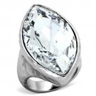 TK1368 - IP rhodium (PVD) Stainless Steel Ring with Top Grade Crystal in Clear