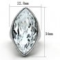 TK1368 - IP rhodium (PVD) Stainless Steel Ring with Top Grade Crystal in Clear