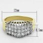 TK1376 - Two-Tone IP Gold (Ion Plating) Stainless Steel Ring with AAA Grade CZ in Clear