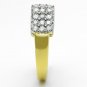 TK1376 - Two-Tone IP Gold (Ion Plating) Stainless Steel Ring with AAA Grade CZ in Clear