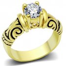 TK1377 - IP Gold(Ion Plating) Stainless Steel Ring with AAA Grade CZ in Clear