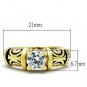 TK1377 - IP Gold(Ion Plating) Stainless Steel Ring with AAA Grade CZ in Clear