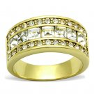 TK1386 - IP Gold(Ion Plating) Stainless Steel Ring with Top Grade Crystal in Clear