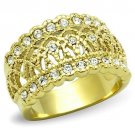 TK1393 - IP Gold(Ion Plating) Stainless Steel Ring with Top Grade Crystal in Clear