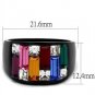 TK1397J - IP Black(Ion Plating) Stainless Steel Ring with Top Grade Crystal in Multi Color