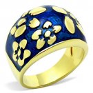 TK1399 - IP Gold(Ion Plating) Stainless Steel Ring with Epoxy in Capri Blue
