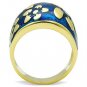 TK1399 - IP Gold(Ion Plating) Stainless Steel Ring with Epoxy in Capri Blue