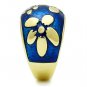 TK1399 - IP Gold(Ion Plating) Stainless Steel Ring with Epoxy in Capri Blue