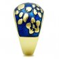 TK1399 - IP Gold(Ion Plating) Stainless Steel Ring with Epoxy in Capri Blue