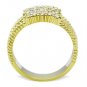 TK1400 - IP Gold(Ion Plating) Stainless Steel Ring with Top Grade Crystal in Clear