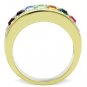 TK1402 - IP Gold(Ion Plating) Stainless Steel Ring with Top Grade Crystal in Multi Color