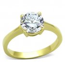TK1405 - IP Gold(Ion Plating) Stainless Steel Ring with AAA Grade CZ in Clear
