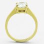 TK1405 - IP Gold(Ion Plating) Stainless Steel Ring with AAA Grade CZ in Clear