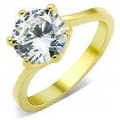TK1406 - IP Gold(Ion Plating) Stainless Steel Ring with AAA Grade CZ in Clear